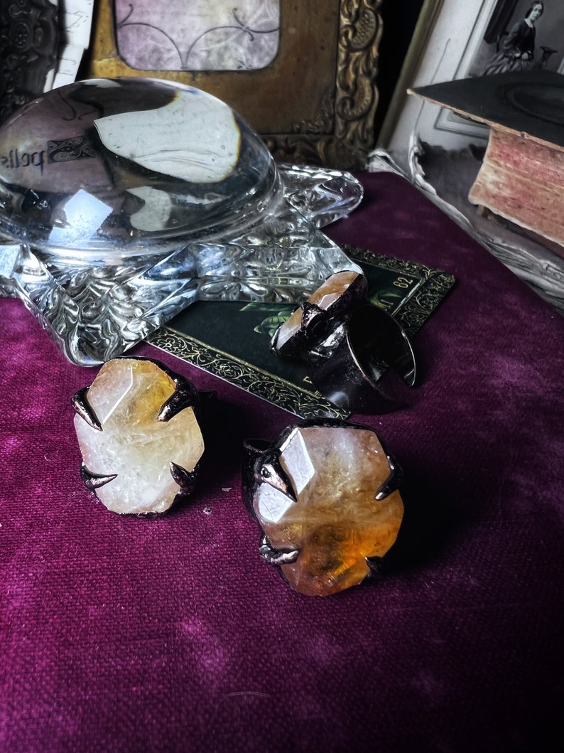 The Coven Ring, Witch Ring, Citrine Ring, Electroformed Ring, Adjustable Ring image 8