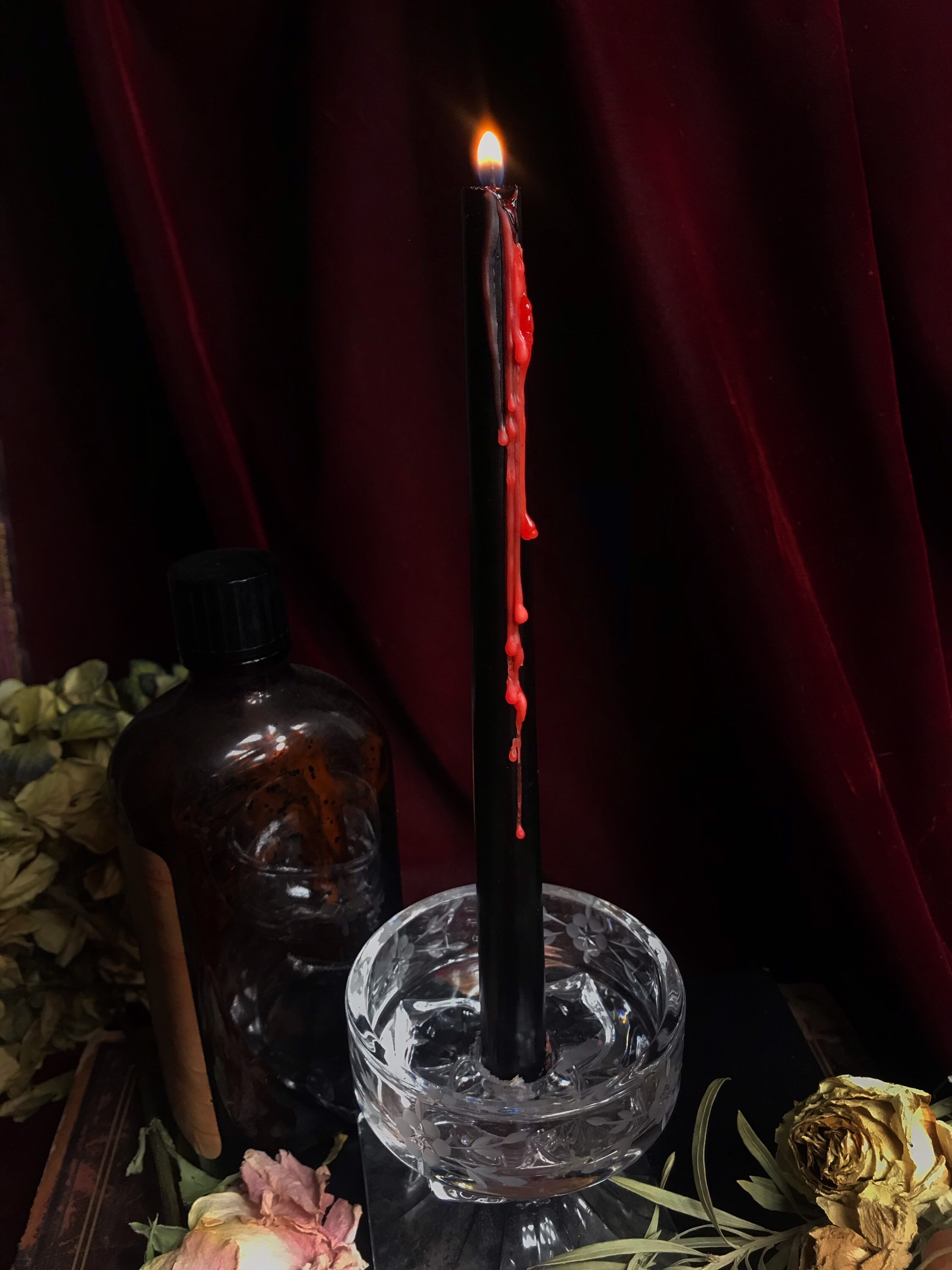 Black Candles Drip Candles Blood Drip Candles Black Spell Etsy