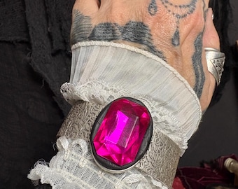 The “Alchemists Oracle” glass crystal gothic glamour cuff bracelet