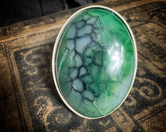 House of the Dragon Ring, Dragon Vein Agate Adjustable Ring , style 1