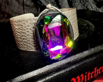 The “Alchemists Oracle” glass crystal gothic glamour cuff bracelet