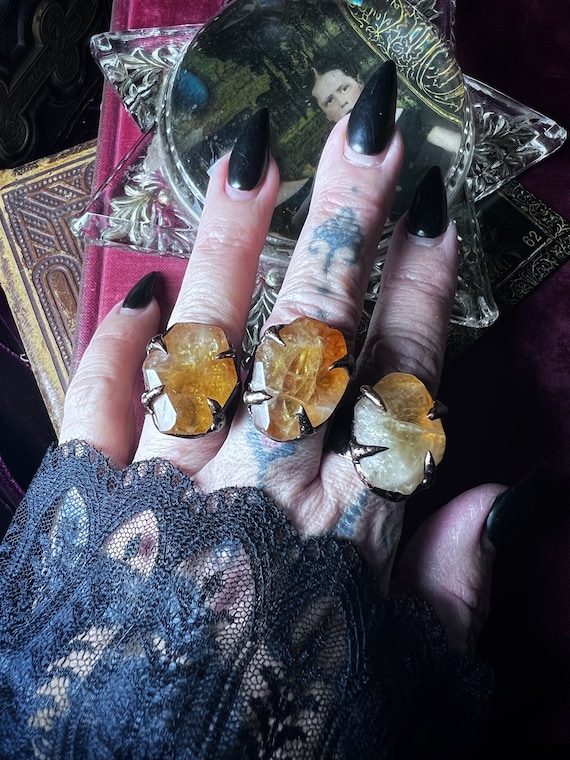 The Coven Ring, Witch Ring, Citrine Ring, Electroformed Ring, Adjustable Ring
