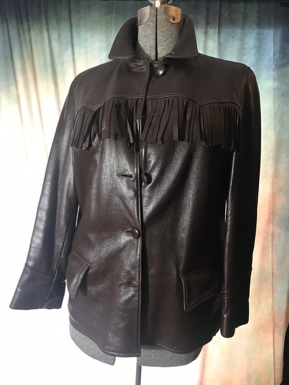 70s Fringe Jacket, Womens Fringe Jacket, Leather … - image 3