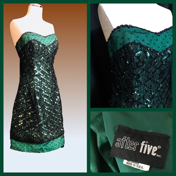 Vintage 80's Prom Dress, Small Prom Dress, Strapl… - image 1