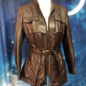 Womens Vintage Leather Jacket, Womens Vintage 80&#39;s Leather Jacket, Small Dark Brown Vintage Leather Jacket