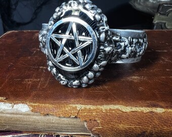 The Angel Heart Pentagram Cuff, handmade witch cuff with Makers Mark