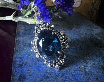 The Sapphire Star, Glass Stone Ring size 9