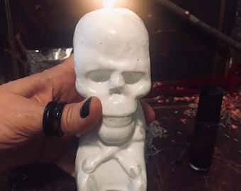 Vela de Bruja, Hechizo de Paz, Hechizo de Bruja, Hechizo de Limpieza, Magia de Vela, Caja de Hechizos, Vela de Hechizo, Bruja, Conjuro, Vela de Cráneo Blanco,