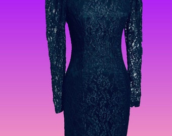 Vintage Black Lace Dress, Vintage Cocktail Dress, Little Black Dress, LBD, Vintage LBD