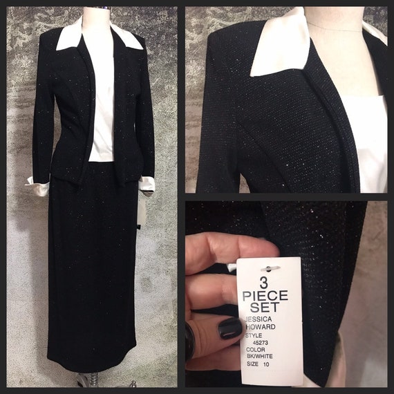 Vintage Three Piece Skirt Set, Black Three Piece S