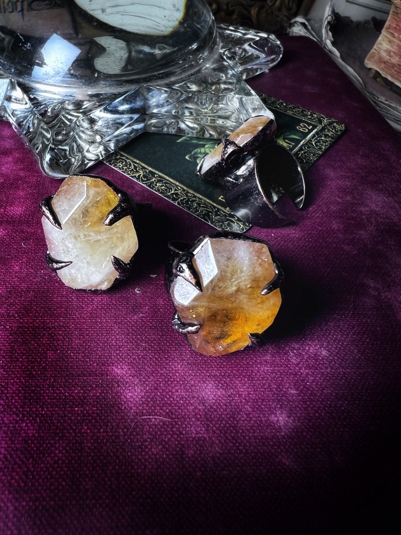 The Coven Ring, Witch Ring, Citrine Ring, Electroformed Ring, Adjustable Ring image 3
