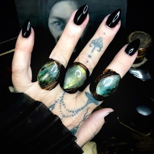 Witch Jewelry, Witch Ring, Labradorite Ring, Adjustable Ring, Statement Ring