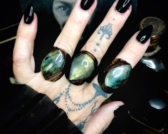 Witch Jewelry, Witch Ring, Labradorite Ring, Adjustable Ring, Statement Ring