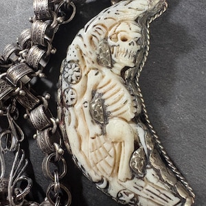 Moonlit Memento Mori Bone & Talisman Necklace