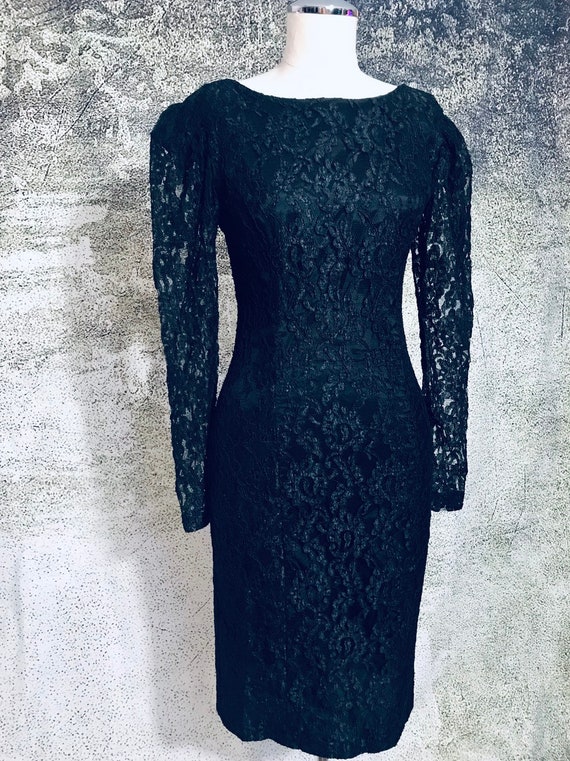 Vintage Black Lace Dress, Vintage Cocktail Dress,… - image 2