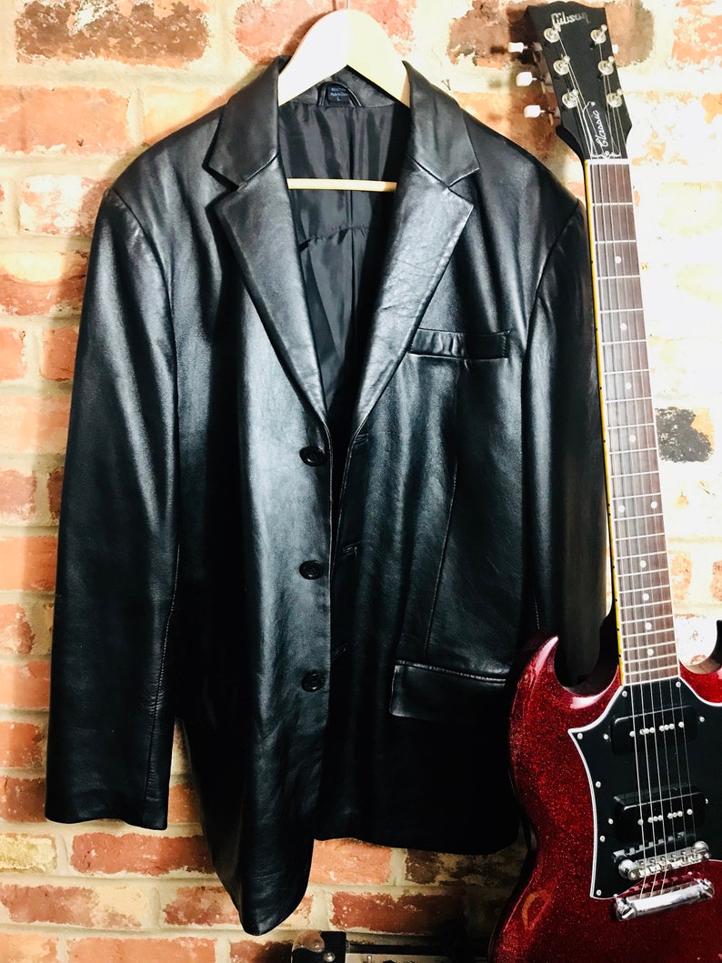 Patch Jacket Back Patch Mens Black Leather Jacket With Devil Etsy