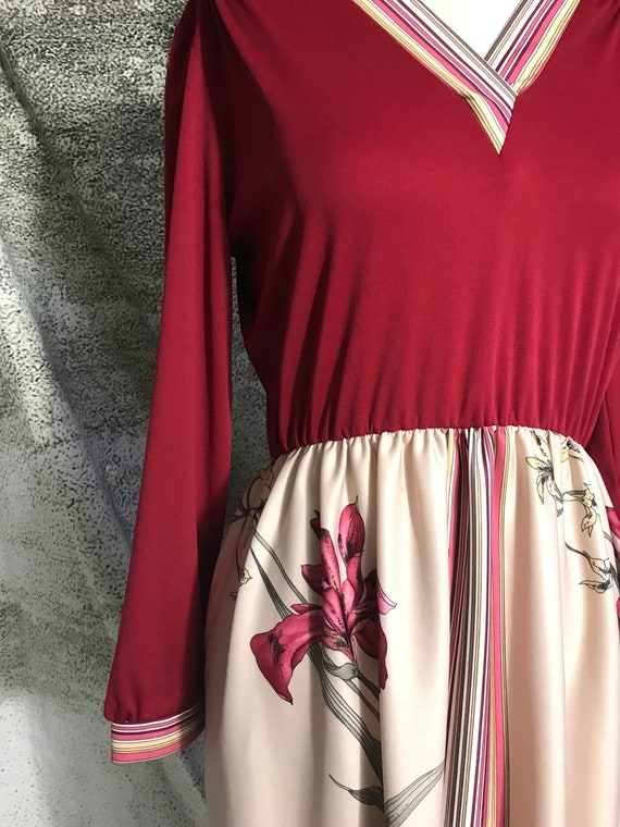 Vintage 70s Dress, Medium Vintage Dress, Floral V… - image 4