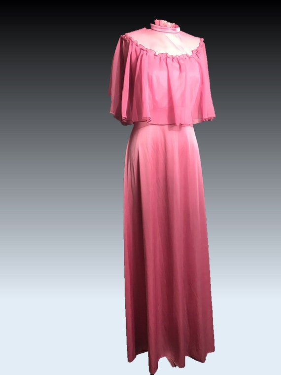 Vintage Maxi Dress , 1970's, Mauve, Small, Chiffon