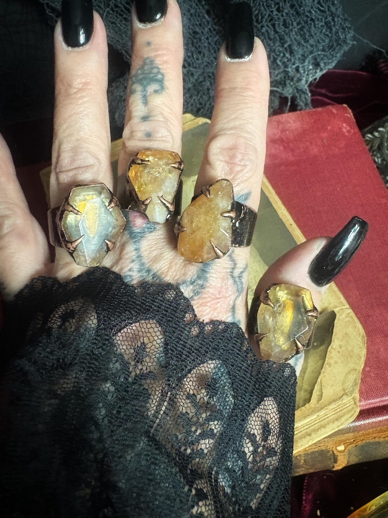The Coven Ring, Witch Ring, Citrine Ring, Electroformed Ring, Adjustable Ring image 11