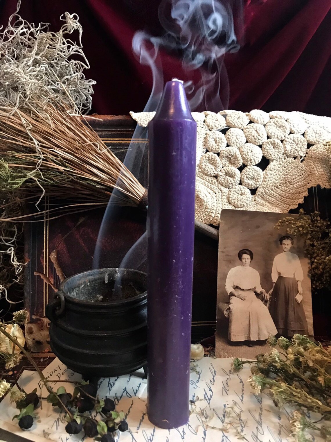 Ritual Candle Strength Spell Purple Candle Purple Taper Etsy