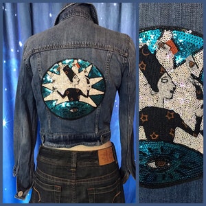 Witch Jacket,Wiccan Jacket, Tarot Cards, Witchcraft Jacket, Third Eye, Fortune Teller, Witch, Witchy, Custom Denim Jacket, Patch, Backpatch