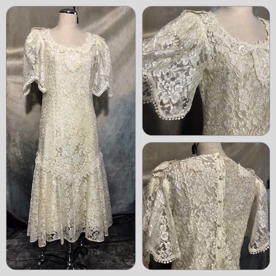 Vintage Wedding Dress, Vintage Lace Wedding Dress,