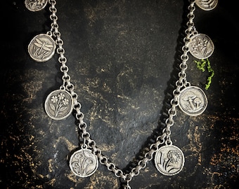 The Grimoire, Botanical Charm Necklace | Nature-Inspired Statement Necklace | Premium Artisan Chain