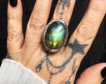 The Conjurer, Labradorite Ring, Adjustable Ring, Statement Ring