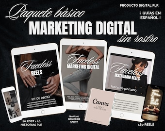 Pacchetto marketing digitale senza volto | IN SPAGNOLO | diritti di seguito PLR + Mrr | Diritti di rivendita principali