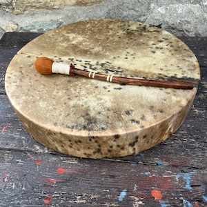 deer skin Medicine drum 18 inch, shamanic drum, shaman drum with willow wood shell .
