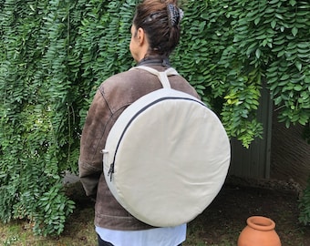 Bolsa para batería de algodón. Color blanco roto. Decora y diseña tu propio bolso.