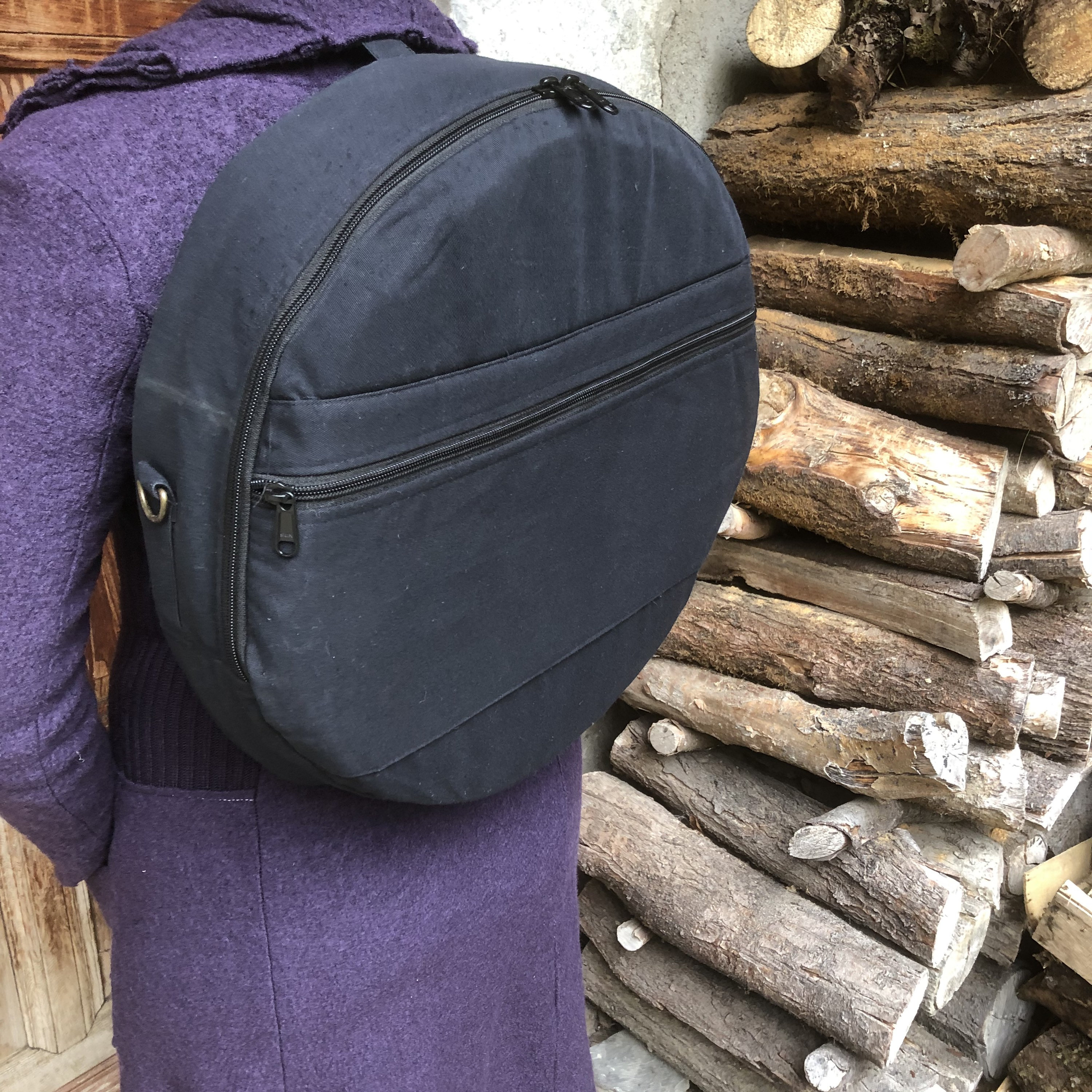 Drum bags, cotton canvas. Black color with front pocket Decorate and design your own bag.