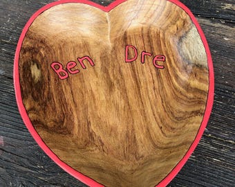heart shaped  hand carved bowl, wooden heart dish. One of a kind hand made exotic wooden bowl, wooden heart, wedding bowl