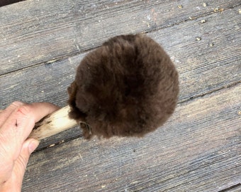 Big Shaman drum beater with carving   super soft sheep skin head, good  weight.