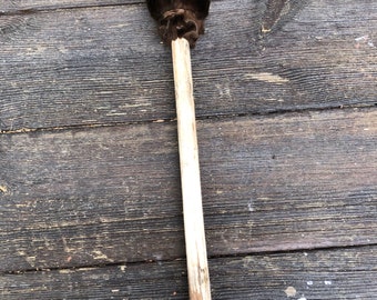 Big Shaman drum beater with carving   super soft sheep skin head, good  weight.