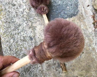 Shaman drum beater  with sheep wool head .  (firm head and good weight )