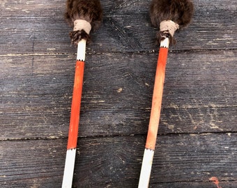 Shaman drum beater  with soft fur  head .  (firm head and good fine balance )