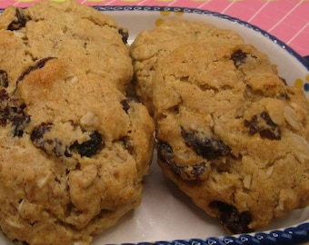 Cinnamon Raisin Cookies, Gluten Free, Dairy Free, Vegan, Sulfite Free, Low Fat treats, Birthday Gifts, Iced Oatmeal, CranRaisin, July 4th