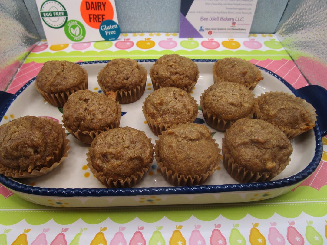 Gluten Free Mini Banana Muffins, Dairy Free, Egg Free, Vegan, Nut