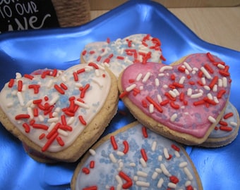 Gluten Free Iced Sugar Cookies, Stars & Hearts, Dairy Free, Egg Free, Nut Free, Vegan, July 4th party, Natural Colors, USA 250 Celebration