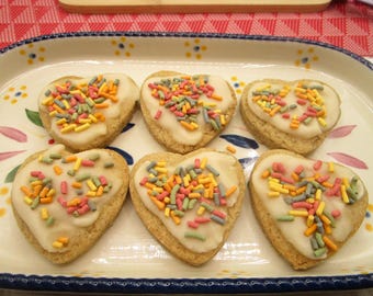 Sugar Free Cookies, Iced Hearts, Gluten Free, Dairy Free, Vegan, Nut Free, Low calorie Snack, Anniversary Gift, School safe, July 4th Party