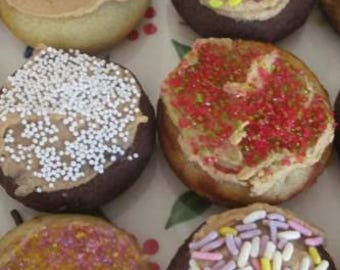 Gluten Free Mini Donuts, Maple Iced, Dairy Free,  Egg Free, Vegan, School Safe, Nut Free Snack, Party Treats, Birthday Gift, Fall desserts