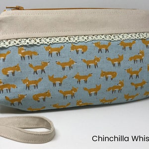 Fox on Light Blue Wristlet