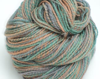 Forever, Hand Spun, Handspun, Hand Dyed, Fingering, Yarn, Grey, Orange, Green