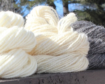 It's Natural, Hand Spun, Handspun, Yarn, Worsted, Black Gray, White, Natural, Wool, Herbridean, Icelandic, Scandinavian Shropshire 218 Yards