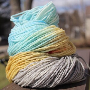 High Tide, Hand Dyed, Yarn, DK, Locally Sourced, Tunis, Merino, Tan, Gray, Blue, Red, 210 Yards image 3