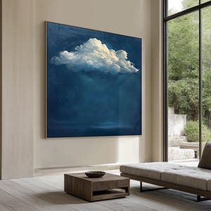 White Cloud Wall Art Large Blue Cloudy Painting Original Cloud Oil Painting White Cloud Modern Paint Sky Painting Canvas Home Decor Artwork