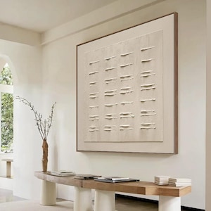 Pure Beige Texutred Wall Art Creamy White Minimalist Painting Beige Minimalist Wall Art for Livingroom Large 3D Texture Painting on Canvas