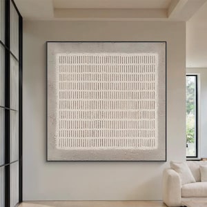 Pure Beige 3D Textured Minimalist Wall Art, Abstract Pure Textured Painting, Plaster Horizontal Level Art, Modern Minimalist Decor