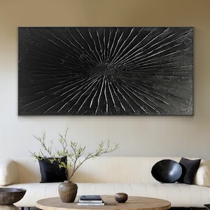 Große schwarze Textur Gemälde 3D Abstrakt Öl Moderne Textur Benutzerdefinierte Handfarbe Neutral Minimalist Leinwand TV Wand Kunst Zuhause Wohnzimmer Dekor